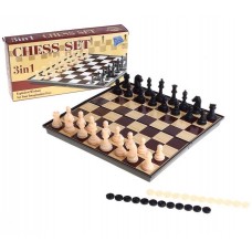 Игра настольная 3 в 1: шашки, шахматы, шахматы-шашки. 26х26см